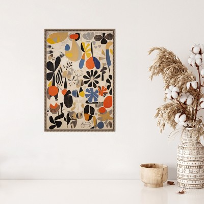 Botanical Selection Abstract Canvas Wall Art with Bronze Frame