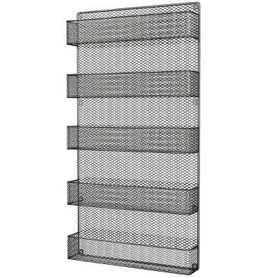 Black Metal 5-Tier Wall-Mount Spice Rack Organizer