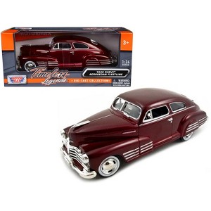 1948 Chevrolet Aerosedan Fleetline Dark Red Metallic 1/24 Diecast Model Car by Motormax - 1 of 3