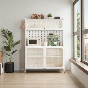 Mshliw Kitchen Pantry Cabinet with Glass Doors, Tall Storage Cabinet with Adjustable Shelves for Kitchen, Living Room and Dining Room - 1 of 4