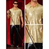 Lars Amadeus Men's Short Sleeve Sparkle Glitter Prom 70s Disco Nightclub Party Sequin Polo Shirts - 4 of 4