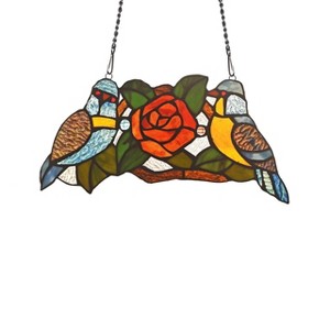 Chloe Lighting Sparrow Animal Tiffany-Glass Window Panel 12" Wide - 1 of 3