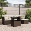 vidaXL 6 Piece Patio Sofa Set with Cushions Brown and Cream Poly Rattan - Without Storage - 2 of 4