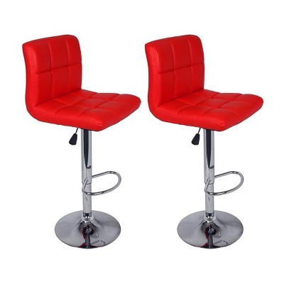 Legacy Decor Set of 2 Barstools Adjustable Swivel Faux Leather Square Stitch Design