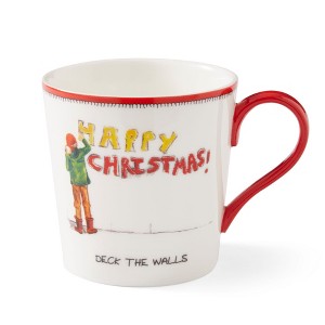 Kit Kemp by Spode 12oz Festive Christmas Mug, Deck The Halls Doodle Mug, Fine China Holiday Coffee Mug with Handle, A Cheerful Christmas Essential - 1 of 4