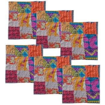 Square Upcycled Kantha Placemats Set of 6