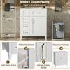 30-Inch Bathroom Storage Cabinet Featuring a Ceramic Sink and a Built-In Adjustable Shelf - 2 of 4