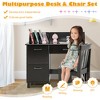 Costway Kids Wooden Study Desk & Chair Writing Table w/Drawer Storage Cabinet - image 3 of 4