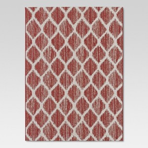 Brushed Diamond Red Outdoor Rug - 5