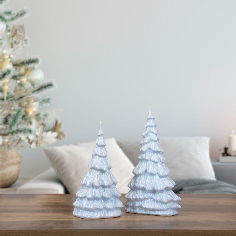 Northlight 10.5" Blue and White Textured Christmas Tree Tabletop Decor, 2 of 9