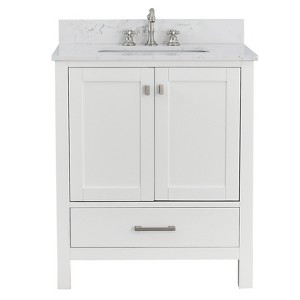 PROOX Enliven 30 in. W x 22 in. D x 39.24 in. H Freestanding Bath Vanity with White Engineered Stone Top - 1 of 4