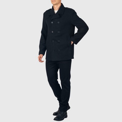 Мужские куртки Alpine Swiss Jake Mens Wool Pea Coat Double Breasted Jacket Black XL — фото 2