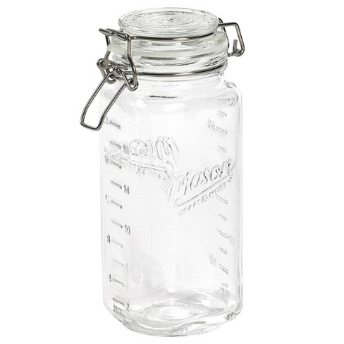 Mason Craft Craft and More, 2 Liter Large Square Glass Clamp Jar, Set of 2  