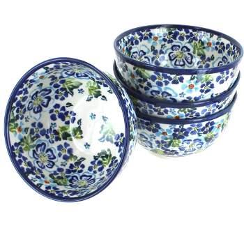 Blue Rose Polish Pottery 971-4 Zaklady 4 Piece Dessert Bowl Set