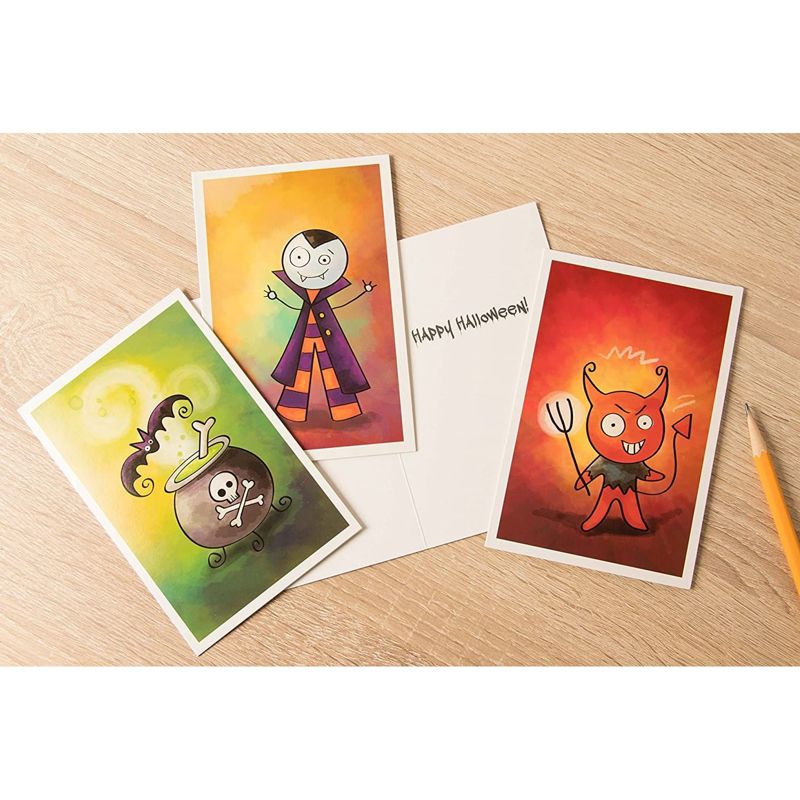Sustainable Greetings 48 Pack Halloween Greeting Cards Bulk with Envelopes, 6 Assorted Cartoon Monsters Design, 4 x 6 In, 2 of 8