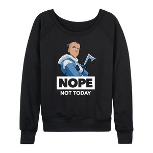 Women's - Avatar: The Last Airbender - Sokka Nope Lightweight French Terry Wide Neck Long Sleeve Shirt - 1 of 4