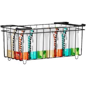 14" Stackable Metal Wire Baskets ¨C 4-Piece Set with Collapsible Handles (Black, for Kitchen/Pantry/Closet/Bathroom Storage) - 1 of 4