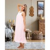 ADR Women's Cotton Nightgown, Sleeveless Lace Trimmed Button Up Long Vintage Night Dress Gown - 2 of 4