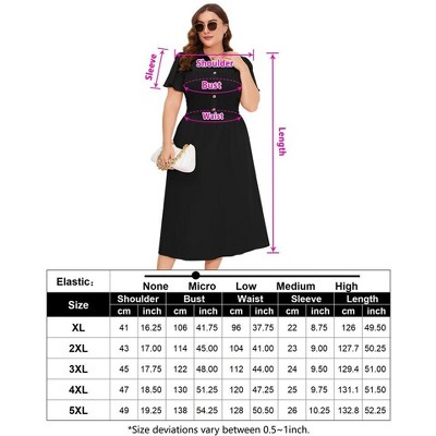Women's Plus Size Dress Summer Button Down Smocked Midi Dress Short Sleeve Sundress