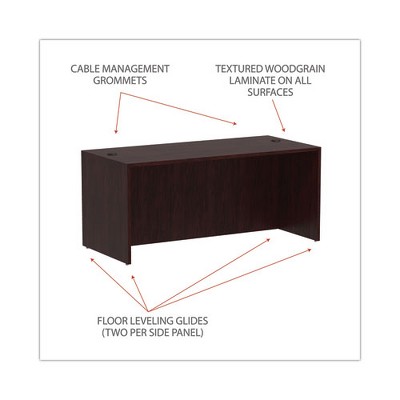 Mahogany 65" Desk Shell with Filing Cabinet
