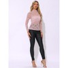 Allegra K Women's See-Through Long Sleeve Turtleneck Sheer Floral Lace Blouse - 3 of 4