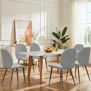 Set of 6 Upholstered Dining Chairs with Metal Legs, Modern Leather Kitchen Chairs for Dining Room, Restaurant, or Living Room-Panipeachy - 1 of 4
