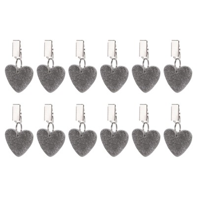 Unique Bargains Heart Shape Marble Tablecloth Weights with Metal Clip 24 Pcs