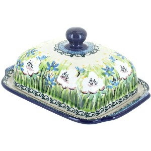 Blue Rose Polish Pottery 295 Ceramika Artystyczna Butter Dish - 1 of 2
