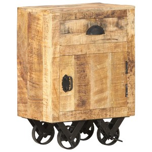 vidaXL Bedside Cabinet 15.7"x11.8"x22.4" Solid Wood Mango - 1 of 4