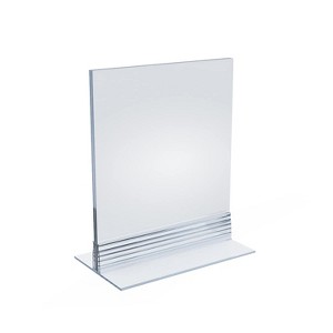 Azar 7"" x 5"" Vertical/Horizontal T-Strip Acrylic Sign Holder 10/Pack 102722 - 1 of 3
