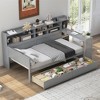 Sevobal Beds Wooden Twin Size Daybed with Storage Shelves Drawers and Study Desk for Bedroom and Study Spaces, Gray, 91.3"*49.9"*44.9" - 2 of 4