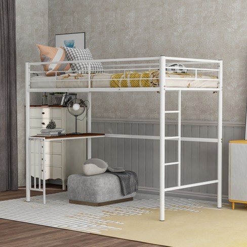 White metal loft deals bed