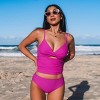 Women's Reversible Bottom Wrapped Mid Waisted Tankini Set Swimsuit - Cupshe - 3 of 4