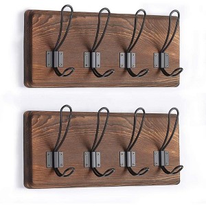 Oumilen Wood Wall Mounted 4 Hook Coat Rack, Set of 2 - 1 of 1