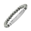 Men's stone and stainless steel Our Father english prayer id bracelet. Color Options: Brown, Gray, Blue - 2 of 4