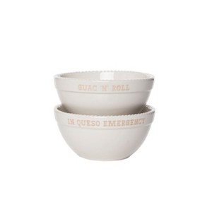 Totalee Gift Queso/Guac Bowls Set of 2 Ceramic White 13.5 oz - 1 of 2