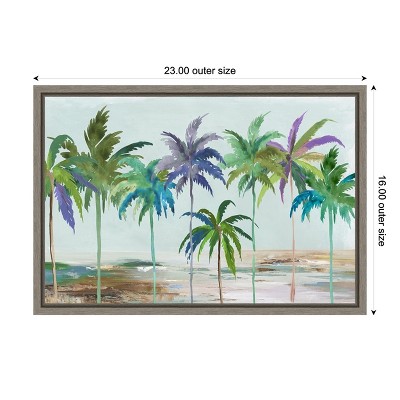 Tropical Dream Palms Landscape Canvas Print with Gray Frame