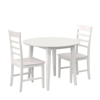 White 3-Piece Drop Leaf Dining Set with Chairs