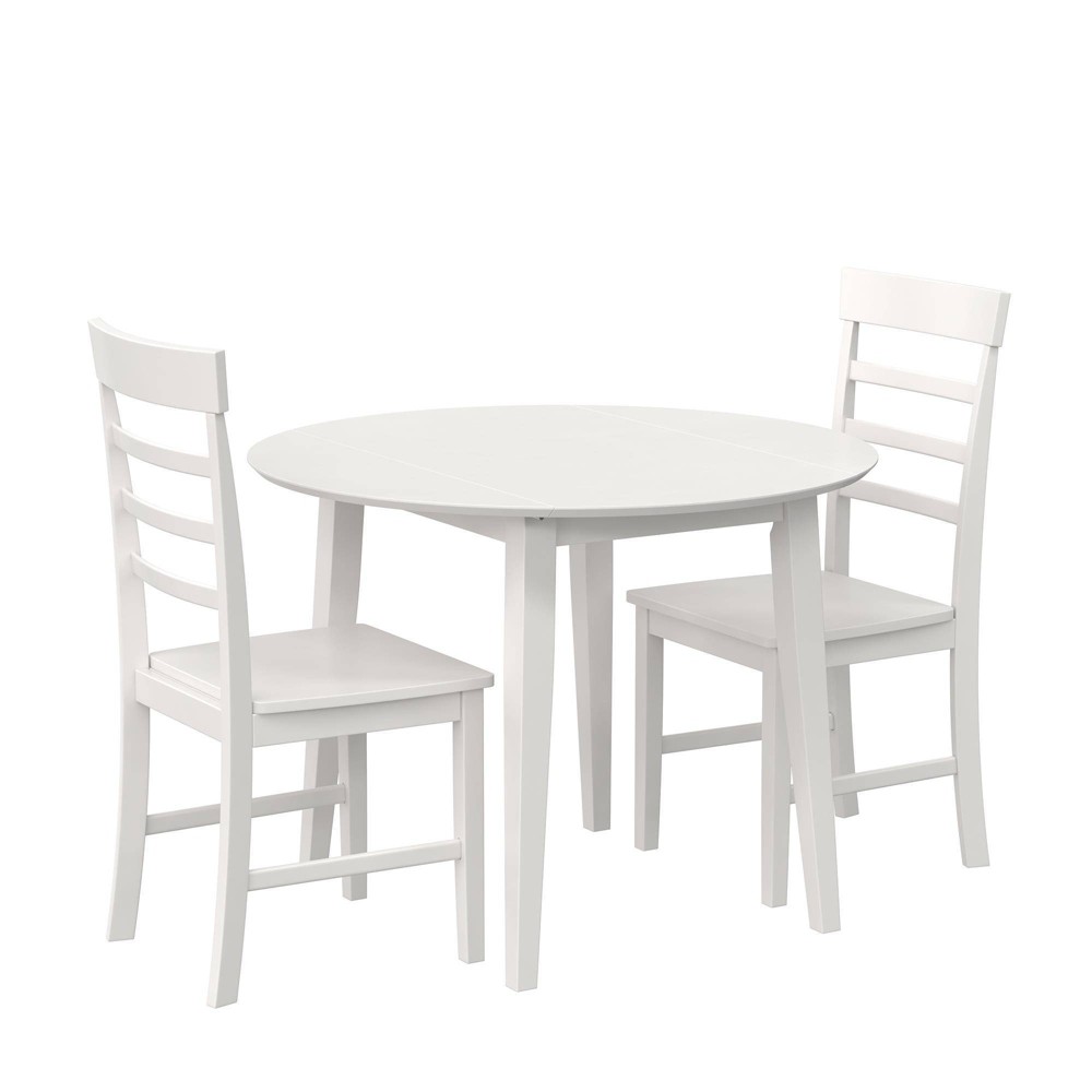 Photos - Dining Table 3pc Brooks Wood Dining Set with Double Drop Leaf White - Novogratz