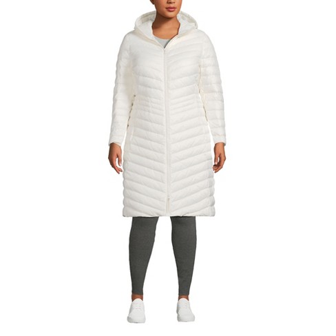 Lands End Women s Plus Size Wanderweight Ultralight Packable Down Coat 2x Ivory