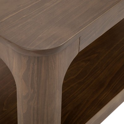 Walnut Rectangular Wood Coffee Table with Storage Shelf, 54 Inch