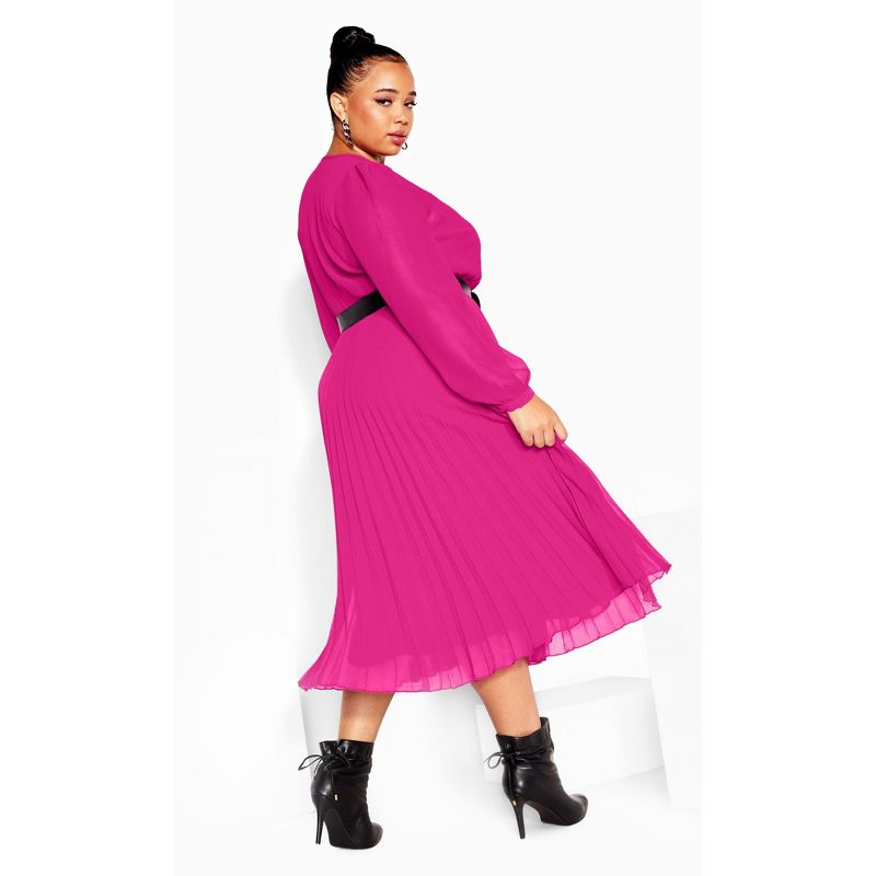 Women's Plus Size Precious Pleat Dress - sangria | CITY CHIC, 3 of 7