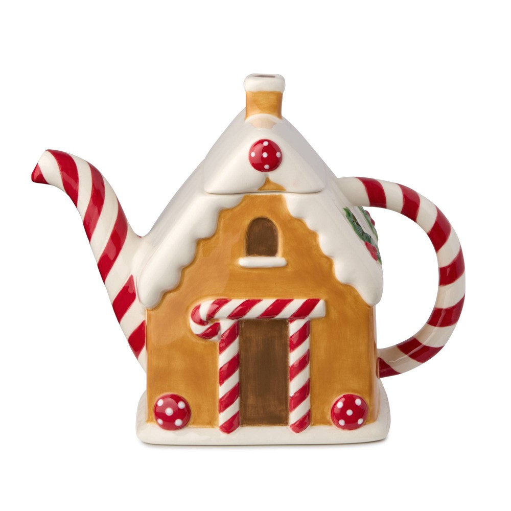 Certified International 36oz Santa's Retro Christmas 3D Gingerbread Teapot