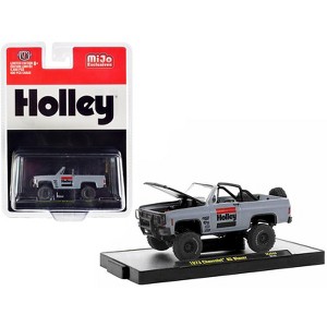 1973 Chevrolet K5 Blazer Open Top "Holley" Gray with Black Hood Limited Edition to 6600 pcs 1/64 Diecast Model Car by M2 Machine - 1 of 3