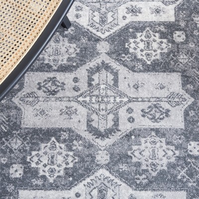 Abstract Gray Synthetic 4' x 6' Hand-Knotted Area Rug