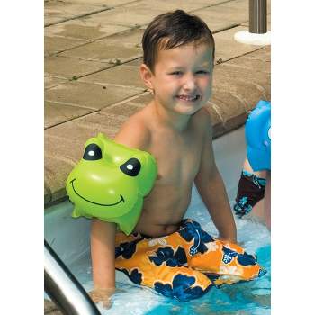 Swim Central Set of 2 Inflatable Green Frog Animal Fun Swimming Pool Arm Floats For Kids, 7.5-Inch