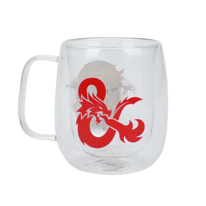 Dungeons & Dragons Ampersand & Red Dragon Double Wall Glass Mug - 11oz, 1 of 5