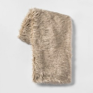 Mongolian Faux Fur Throw Blanket Tan - Project 62