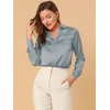 INSPIRE CHIC Women's Elegant V Neck Long Sleeve Office Work Satin Shirt - 3 of 4