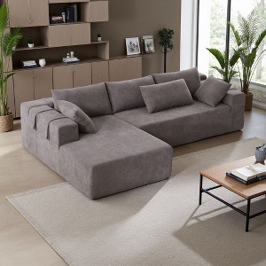 108" Chenille Modular L-Shaped Sectional Sofa with Left Chaise & 6 Pillows - 1 of 4